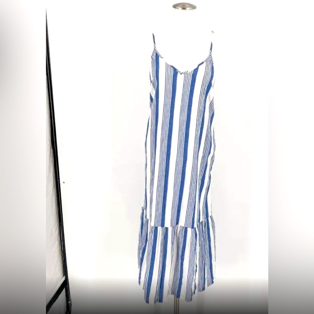 NWT JCrew blue and white striped maxi dress with pockets size large